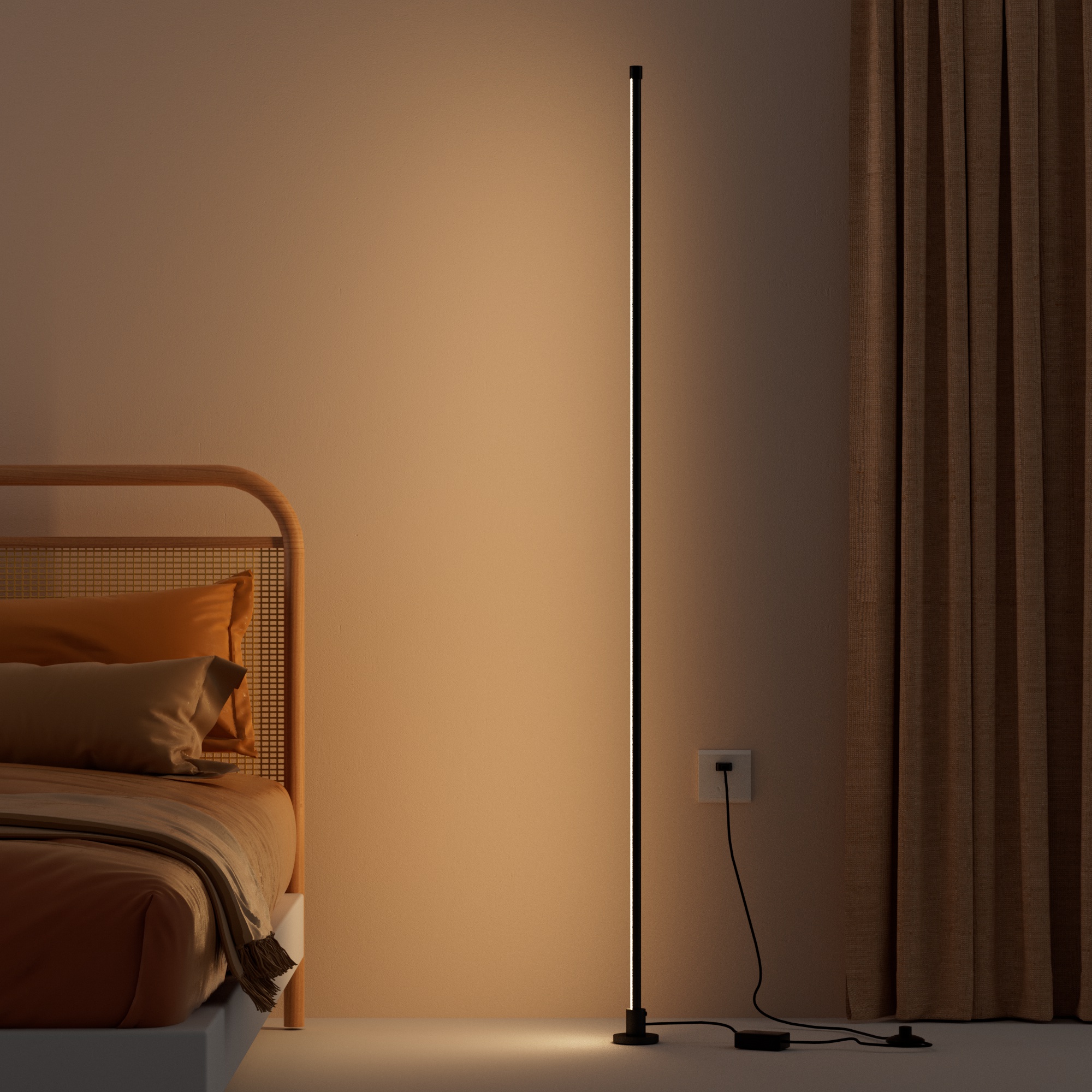 可自訂高度的智慧落地燈，支援 RGB 全彩與冷暖白光，能無縫接入 Apple HomeKit 創造理想氛圍。