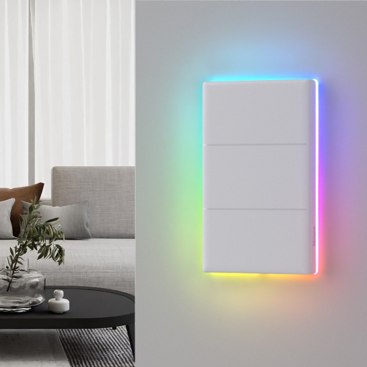 Sonoff T5 智慧觸控開關,具備環形彩色 LED 設計,透過 Matter 網關連接,可完美融入您的 Apple 或 Google 智慧家庭。